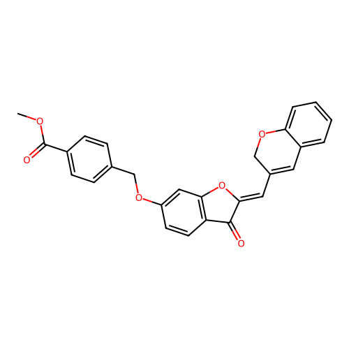 methyl 4-[[(2Z)-2-(2H-chromen-3-ylmethylidene)-3-oxo-1-benzofuran-6-yl]oxymethyl]benzoate structure