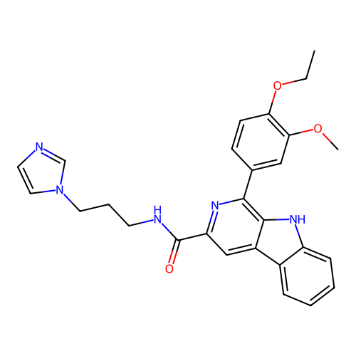 1-(4-ethoxy-3-methoxyphenyl)-N-(3-imidazol-1-ylpropyl)-9H-pyrido[3,4-b]indole-3-carboxamide structure