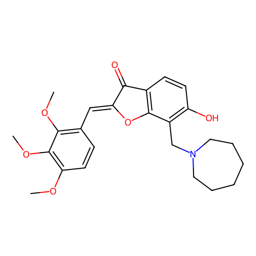 (Z)-7-(azepan-1-ylmethyl)-6-hydroxy-2-(2,3,4-trimethoxybenzylidene)benzofuran-3(2H)-one structure