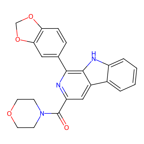 [1-(1,3-benzodioxol-5-yl)-9H-beta-carbolin-3-yl](morpholin-4-yl)methanone structure