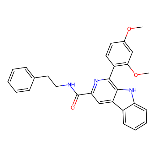 1-(2,4-dimethoxyphenyl)-N-phenethyl-9H-pyrido[3,4-b]indole-3-carboxamide structure
