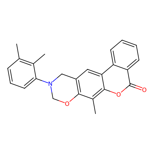 10-(2,3-dimethylphenyl)-7-methyl-10,11-dihydrobenzo[3,4]chromeno[6,7-e][1,3]oxazin-5(9H)-one structure