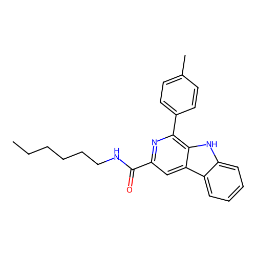 N-hexyl-1-(4-methylphenyl)-9H-beta-carboline-3-carboxamide structure