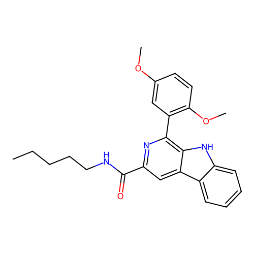 1-(2,5-dimethoxyphenyl)-N-pentyl-9H-pyrido[3,4-b]indole-3-carboxamide structure
