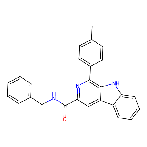 N-benzyl-1-(4-methylphenyl)-9H-beta-carboline-3-carboxamide structure