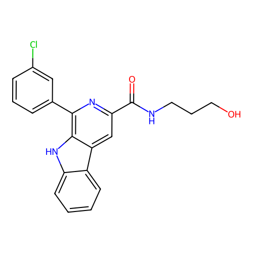1-(3-chlorophenyl)-N-(3-hydroxypropyl)-9H-pyrido[3,4-b]indole-3-carboxamide structure