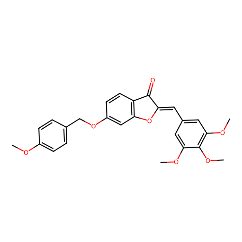 (Z)-6-((4-methoxybenzyl)oxy)-2-(3,4,5-trimethoxybenzylidene)benzofuran-3(2H)-one structure