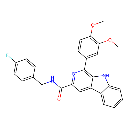 1-(3,4-dimethoxyphenyl)-N-(4-fluorobenzyl)-9H-beta-carboline-3-carboxamide structure