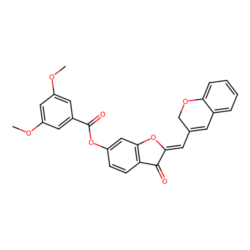 2-(2H-chromen-3-ylmethylene)-3-oxobenzo[3,4-b]furan-6-yl 3,5-dimethoxybenzoate structure