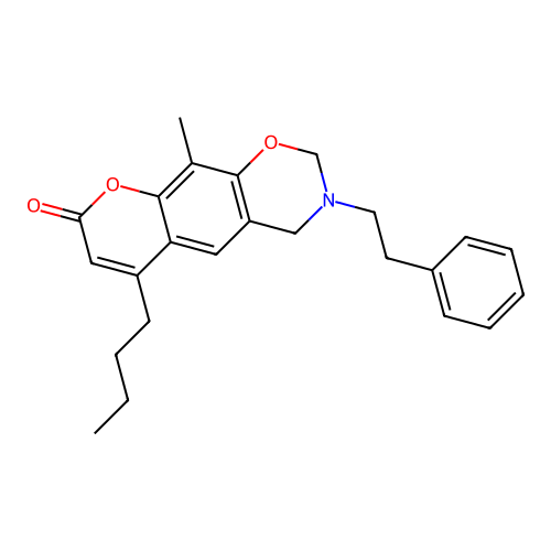 6-butyl-10-methyl-3-phenethyl-3,4-dihydrochromeno[6,7-e][1,3]oxazin-8(2H)-one structure