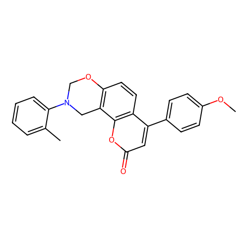 4-(4-methoxyphenyl)-9-(o-tolyl)-9,10-dihydrochromeno[8,7-e][1,3]oxazin-2(8H)-one structure