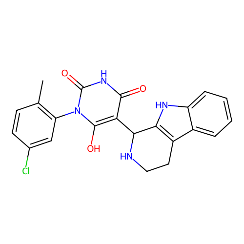 3-(5-chloro-2-methylphenyl)-6-hydroxy-5-(2,3,4,9-tetrahydro-1H-pyrido[3,4-b]indol-1-yl)pyrimidine-2,4(1H,3H)-dione structure