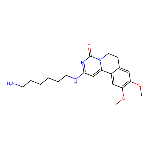 2-((6-aminohexyl)amino)-9,10-dimethoxy-6,7-dihydro-4H-pyrimido[6,1-a]isoquinolin-4-one structure