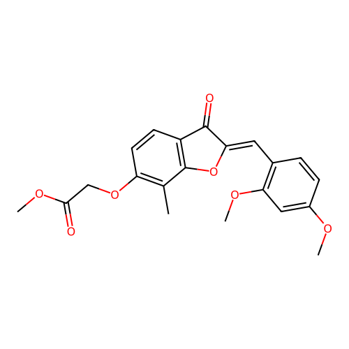 (Z)-methyl 2-((2-(2,4-dimethoxybenzylidene)-7-methyl-3-oxo-2,3-dihydrobenzofuran-6-yl)oxy)acetate structure