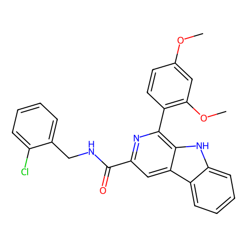 N-(2-chlorobenzyl)-1-(2,4-dimethoxyphenyl)-9H-beta-carboline-3-carboxamide structure