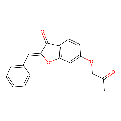 (Z)-2-benzylidene-6-(2-oxopropoxy)benzofuran-3(2H)-one structure