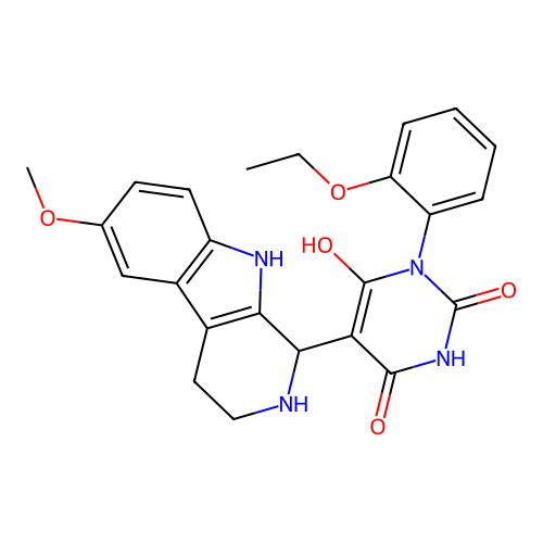 3-(2-ethoxyphenyl)-6-hydroxy-5-(6-methoxy-2,3,4,9-tetrahydro-1H-pyrido[3,4-b]indol-1-yl)pyrimidine-2,4(1H,3H)-dione structure