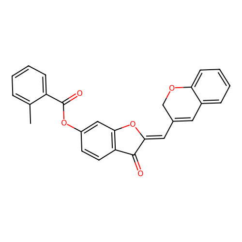 2-(2H-chromen-3-ylmethylene)-3-oxobenzo[3,4-b]furan-6-yl 2-methylbenzoate structure