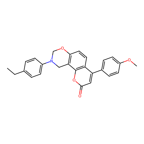 9-(4-ethylphenyl)-4-(4-methoxyphenyl)-9,10-dihydrochromeno[8,7-e][1,3]oxazin-2(8H)-one structure