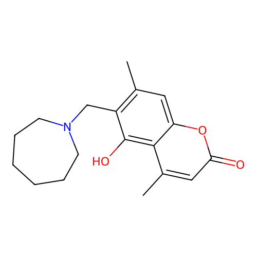 6-(azepan-1-ylmethyl)-5-hydroxy-4,7-dimethyl-2H-chromen-2-one structure