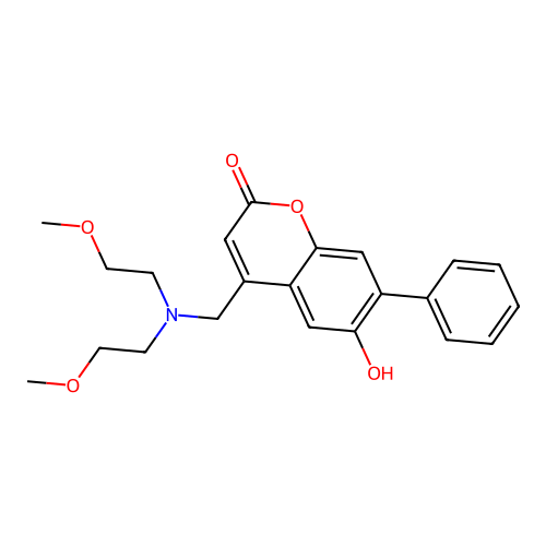 4-{[bis(2-methoxyethyl)amino]methyl}-6-hydroxy-7-phenyl-2H-chromen-2-one structure