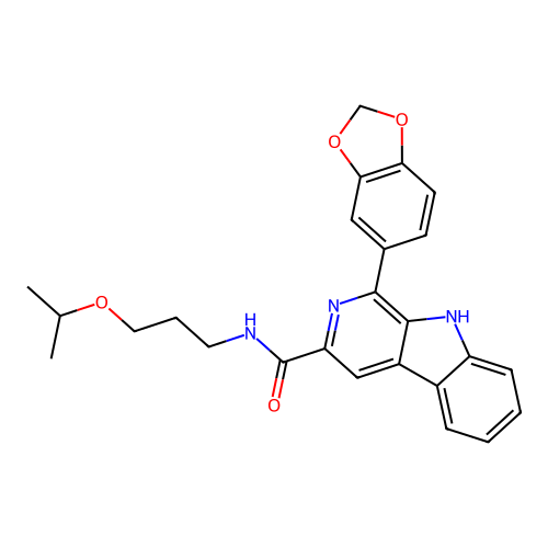 1-(1,3-benzodioxol-5-yl)-N-(3-propan-2-yloxypropyl)-9H-pyrido[3,4-b]indole-3-carboxamide structure