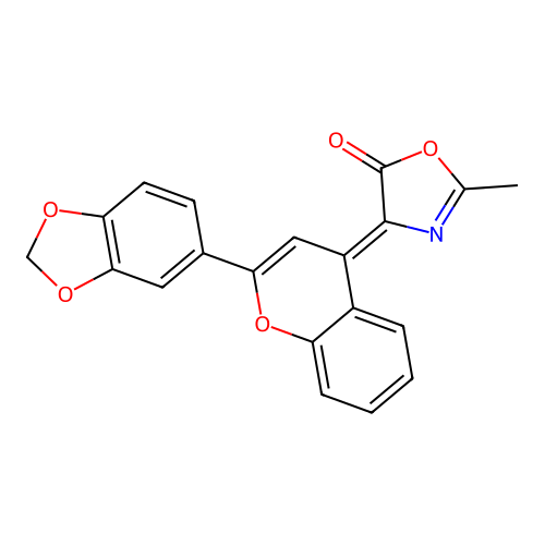 (4Z)-4-[2-(1,3-benzodioxol-5-yl)-4H-chromen-4-ylidene]-2-methyl-1,3-oxazol-5(4H)-one structure