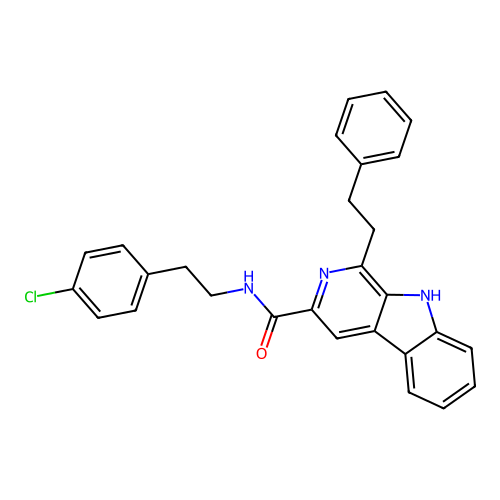 N-[2-(4-chlorophenyl)ethyl]-1-(2-phenylethyl)-9H-beta-carboline-3-carboxamide structure