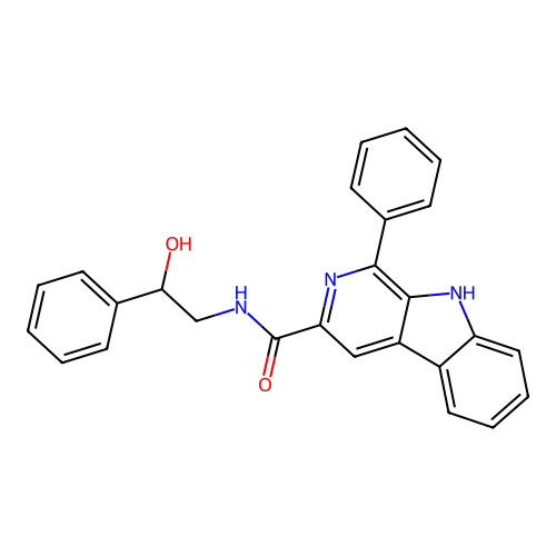N-(2-hydroxy-2-phenylethyl)-1-phenyl-9H-pyrido[3,4-b]indole-3-carboxamide structure