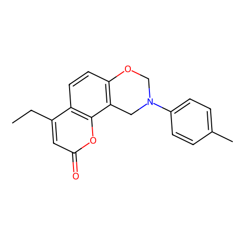 4-ethyl-9-(p-tolyl)-9,10-dihydrochromeno[8,7-e][1,3]oxazin-2(8H)-one structure