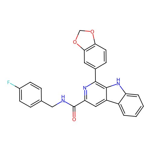 1-(1,3-benzodioxol-5-yl)-N-(4-fluorobenzyl)-9H-beta-carboline-3-carboxamide structure