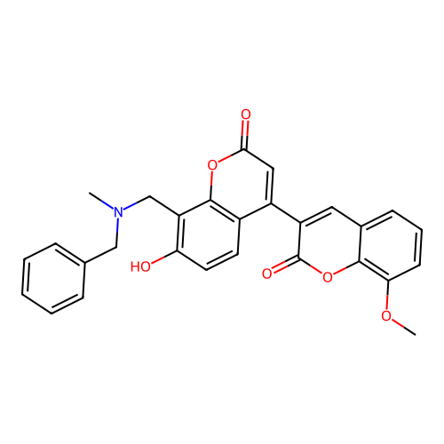 8'-((benzyl(methyl)amino)methyl)-7'-hydroxy-8-methoxy-2H,2'H-[3,4'-bichromene]-2,2'-dione structure