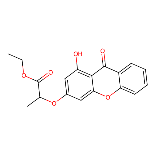 ethyl 2-((1-hydroxy-9-oxo-9H-xanthen-3-yl)oxy)propanoate structure
