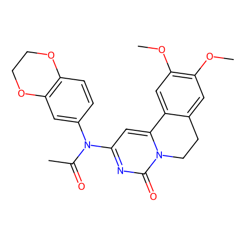 N-(2,3-dihydrobenzo[b][1,4]dioxin-6-yl)-N-(9,10-dimethoxy-4-oxo-6,7-dihydro-4H-pyrimido[6,1-a]isoquinolin-2-yl)acetamide structure