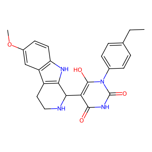 3-(4-ethylphenyl)-6-hydroxy-5-(6-methoxy-2,3,4,9-tetrahydro-1H-pyrido[3,4-b]indol-1-yl)pyrimidine-2,4(1H,3H)-dione structure