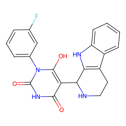 3-(3-fluorophenyl)-6-hydroxy-5-(2,3,4,9-tetrahydro-1H-pyrido[3,4-b]indol-1-yl)pyrimidine-2,4(1H,3H)-dione structure