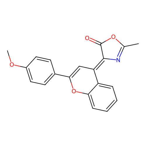 (4Z)-4-[2-(4-methoxyphenyl)-4H-chromen-4-ylidene]-2-methyl-1,3-oxazol-5(4H)-one structure