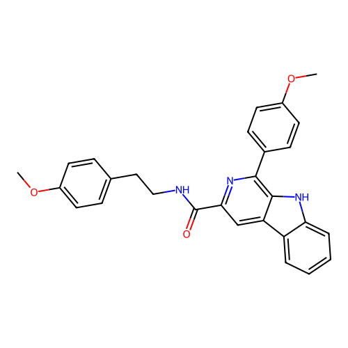 1-(4-methoxyphenyl)-N-[2-(4-methoxyphenyl)ethyl]-9H-beta-carboline-3-carboxamide structure