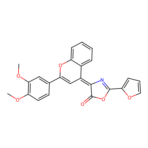 (4Z)-4-[2-(3,4-dimethoxyphenyl)chromen-4-ylidene]-2-(furan-2-yl)-1,3-oxazol-5-one structure