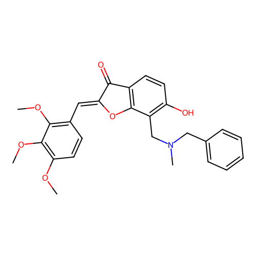(2Z)-7-{[benzyl(methyl)amino]methyl}-6-hydroxy-2-[(2,3,4-trimethoxyphenyl)methylidene]-2,3-dihydro-1-benzofuran-3-one structure