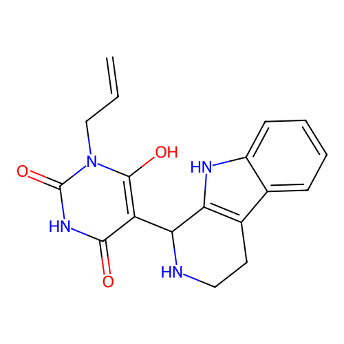 3-allyl-6-hydroxy-5-(2,3,4,9-tetrahydro-1H-pyrido[3,4-b]indol-1-yl)pyrimidine-2,4(1H,3H)-dione structure