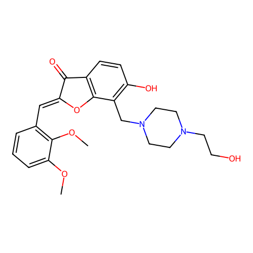 (Z)-2-(2,3-dimethoxybenzylidene)-6-hydroxy-7-((4-(2-hydroxyethyl)piperazin-1-yl)methyl)benzofuran-3(2H)-one structure