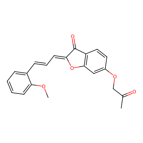 (Z)-2-((E)-3-(2-methoxyphenyl)allylidene)-6-(2-oxopropoxy)benzofuran-3(2H)-one structure