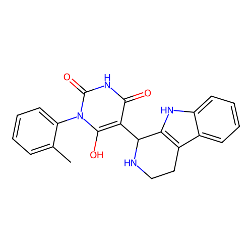 6-hydroxy-5-(2,3,4,9-tetrahydro-1H-pyrido[3,4-b]indol-1-yl)-3-(o-tolyl)pyrimidine-2,4(1H,3H)-dione structure