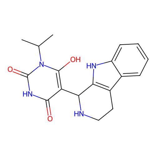 6-hydroxy-3-isopropyl-5-(2,3,4,9-tetrahydro-1H-pyrido[3,4-b]indol-1-yl)pyrimidine-2,4(1H,3H)-dione structure