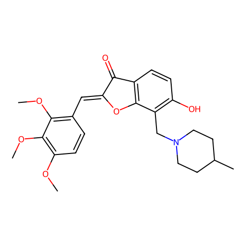 (Z)-6-hydroxy-7-((4-methylpiperidin-1-yl)methyl)-2-(2,3,4-trimethoxybenzylidene)benzofuran-3(2H)-one structure