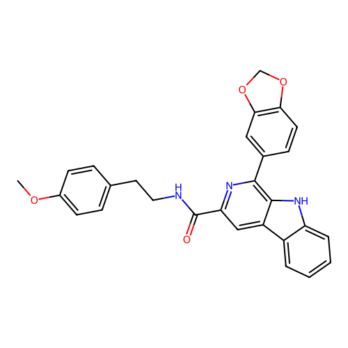 1-(1,3-benzodioxol-5-yl)-N-[2-(4-methoxyphenyl)ethyl]-9H-beta-carboline-3-carboxamide structure