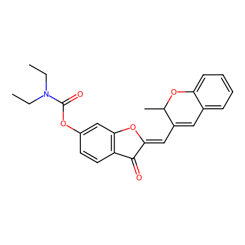 (Z)-2-((2-methyl-2H-chromen-3-yl)methylene)-3-oxo-2,3-dihydrobenzofuran-6-yl diethylcarbamate structure