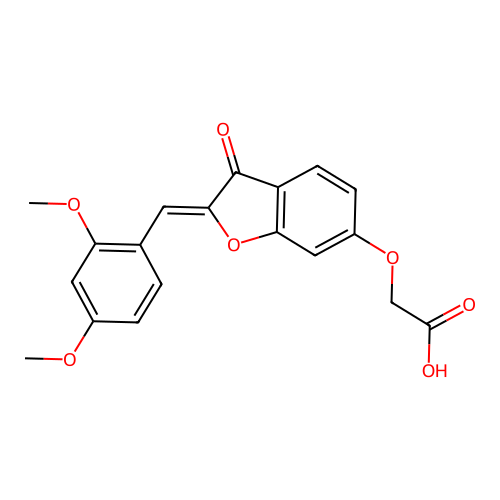 (Z)-2-((2-(2,4-dimethoxybenzylidene)-3-oxo-2,3-dihydrobenzofuran-6-yl)oxy)acetic acid structure