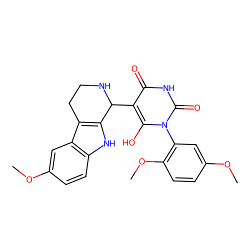 3-(2,5-dimethoxyphenyl)-6-hydroxy-5-(6-methoxy-2,3,4,9-tetrahydro-1H-pyrido[3,4-b]indol-1-yl)pyrimidine-2,4(1H,3H)-dione structure